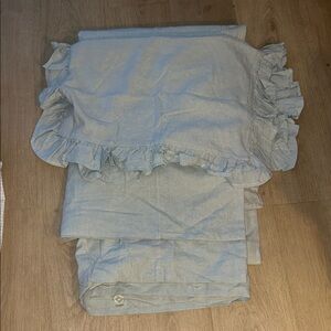 Simply Shabby Chic light green linen blend TWIN DUVET SET